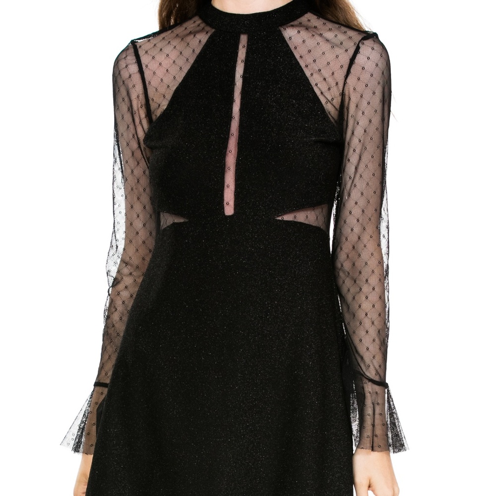 BELL SLEEVE SEE THROUGH DRESS